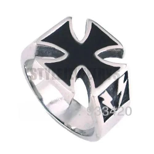 bague argent croix noire